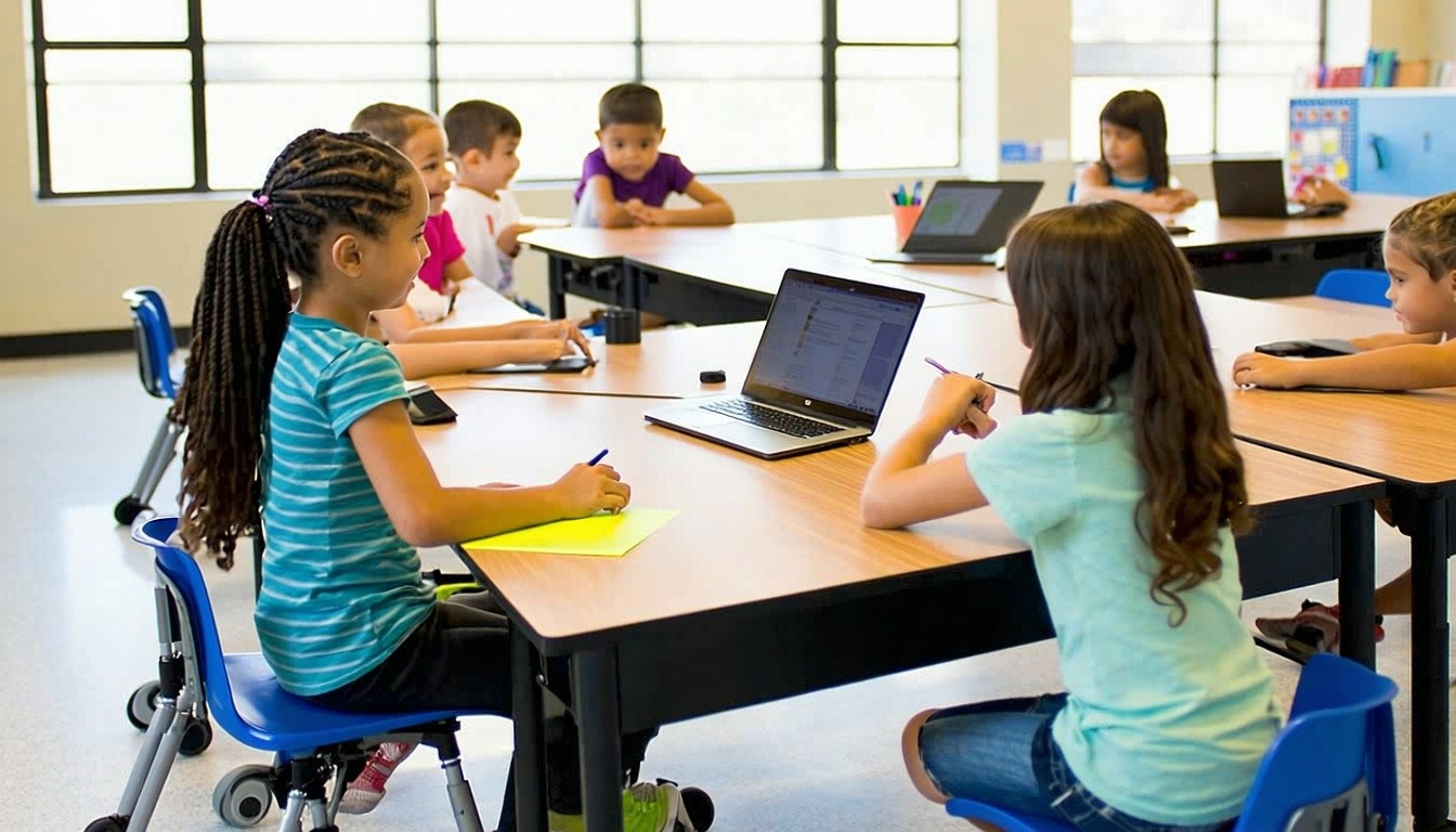 A diverse group of students engaging in a classroo